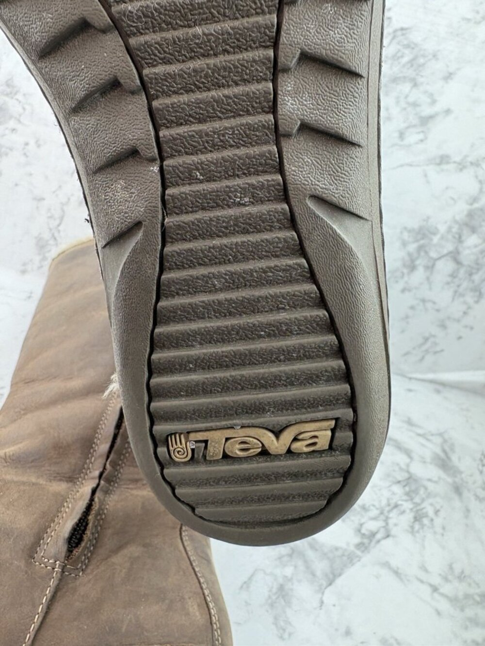 -Teva Tonalea Waterproof Leather Boot Womens Size 9 Brown Faux Fur Zip Up Winter - Picture 12 of 16